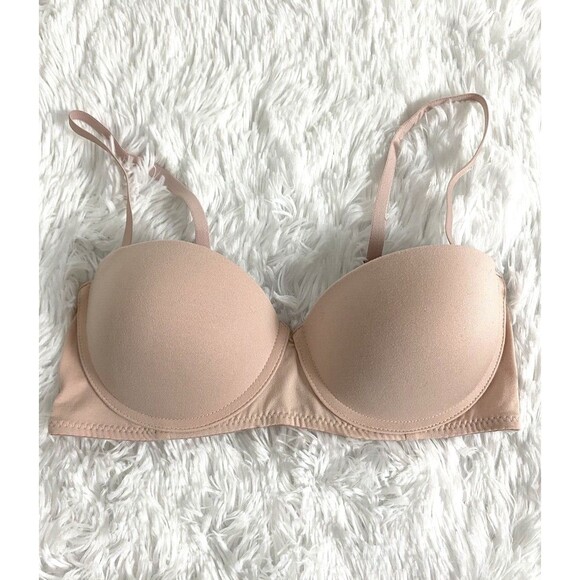 Tranquil & True Women's Strapless Bra Beige Size 34C Adjustable Straps Push Up - Picture 1 of 8